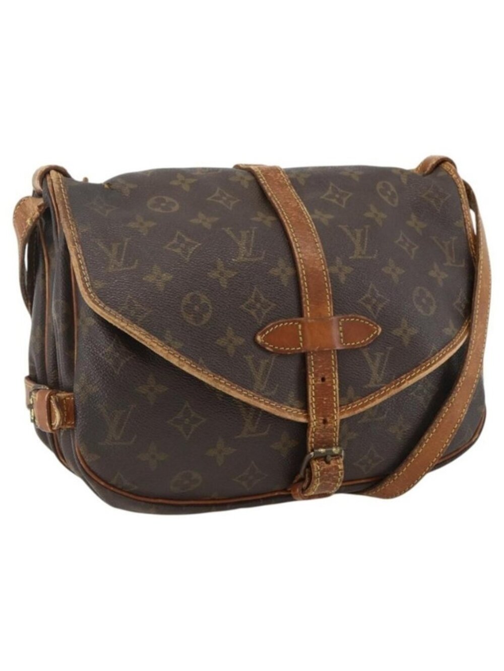 Authentic LOUIS VUITTON Monogram Saumur 30 Shoulder Bag M42256 LV